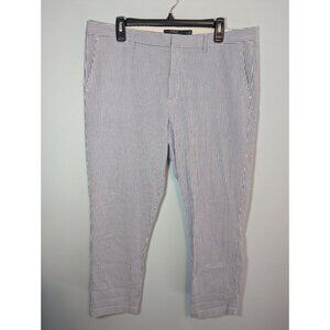 Polo Ralph Lauren Womens Blue White Striped Seersucker Nautical Ankle Pants 14